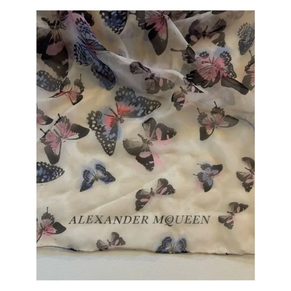 RARE~Alexander McQueen Very Large 'Butterfly Flight' Square Silk Scarf